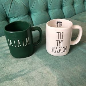 Rae Dunn fa la la and tis the season mugs